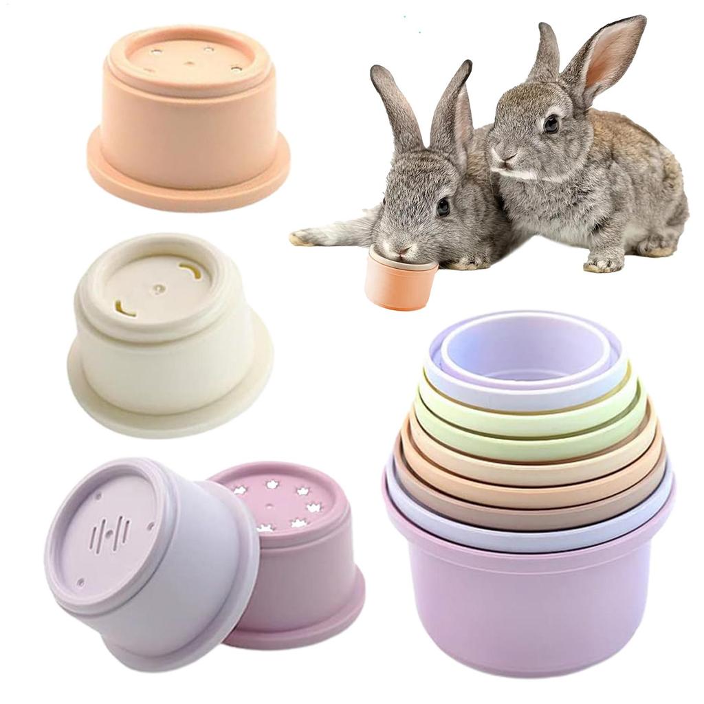 Bunny Treat Stacking Cups colored Bunny Toys in Different Sizes Bunny Food Storage Stacking Cups with Holes Nesting Treat Toy