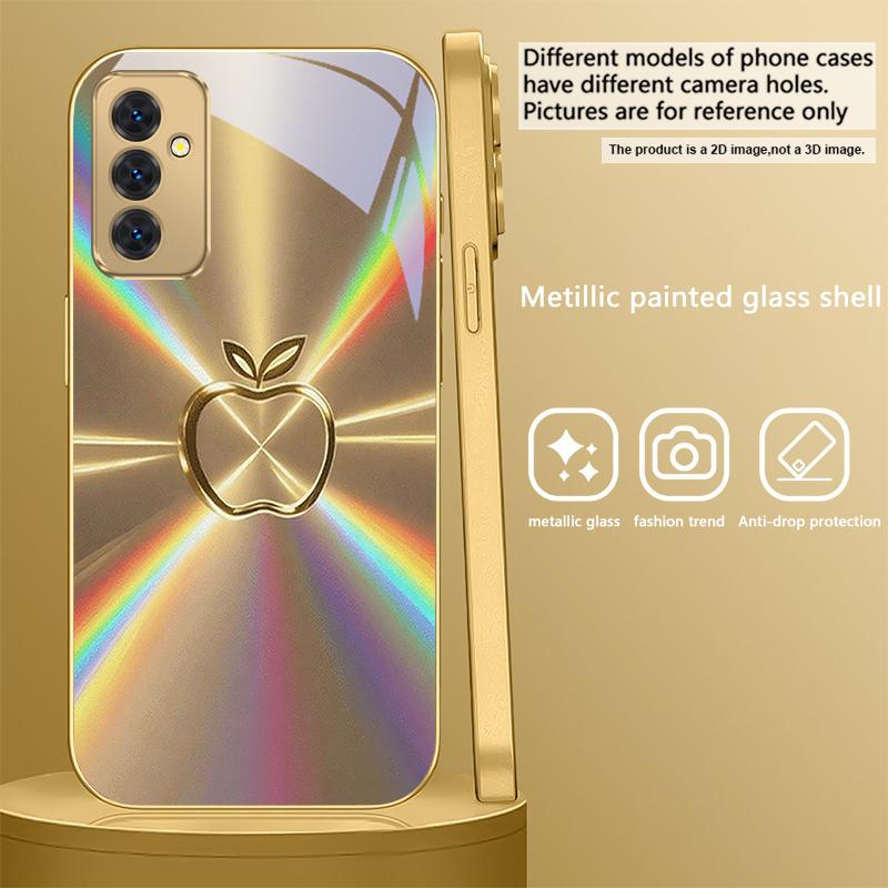 Теплый золотой милый яблоко Для Samsung Galaxy S 21 S22 S23 Plus S24 Ultra S20 FE 25Ultra S21+ S9+ 22Plus Золотой стеклянный чехол для телефона