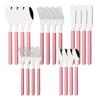 20 PCS Stainless Steel Flatware Set Service for 4, Retro Style  Tableware Forks Spoons Knives Eating Utensils, Acrylic Handle with Rivets Design