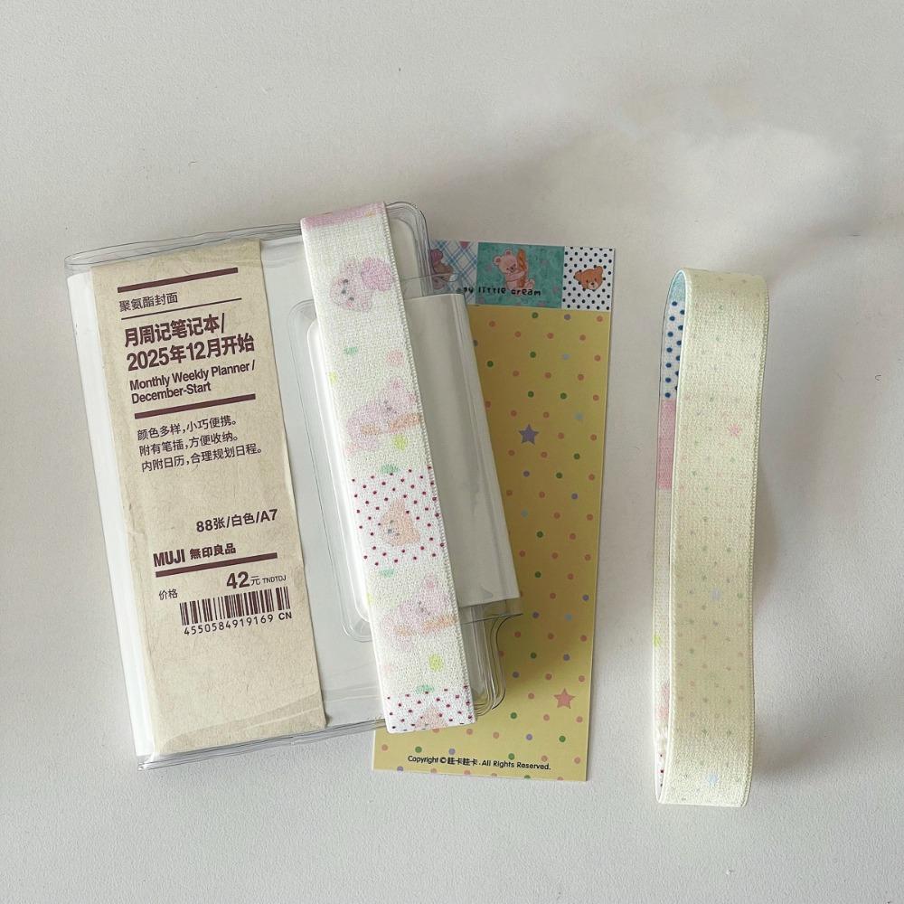 INS Double-sided Pattern Design Notebook Straps Adjustable Star Decor A7/M5 Binder Tie Band Notebook Tie Straps Students