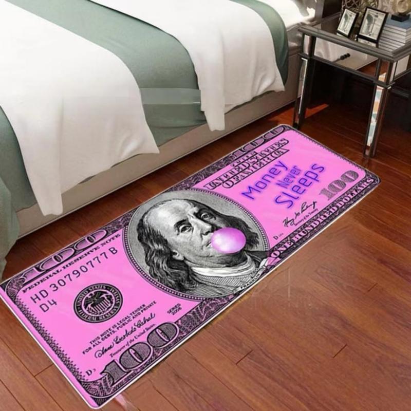 Novelty 100 Dollar Bill Runner Rug Non Slip Washable Mat Carpet For Bedroom Living Room Entryway Home Decor