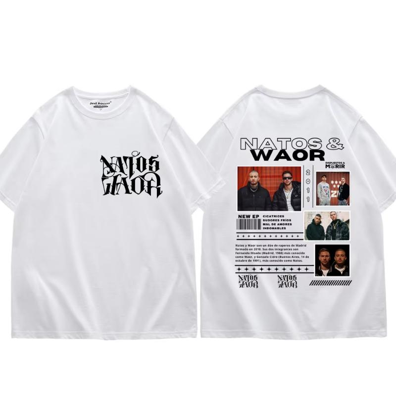 Rapper NATOS WAOR Tour 2025 Merch Tshirt Unisexs Womens Fashion Hip Hop Vintage T Shirts Summer Cotton Oversized Tshirts