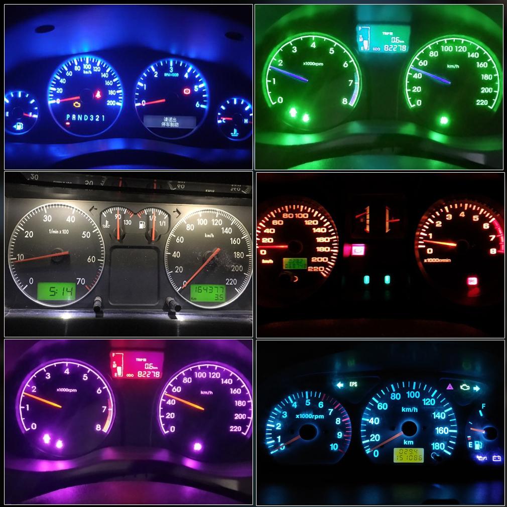 10 шт. Светодиодные лампы T5 W3W W1.2W LED Canbus Для освещения салона автомобиля, приборной панели, индикаторов, клиновидные, для автомобильного щитка приборов, 12 В