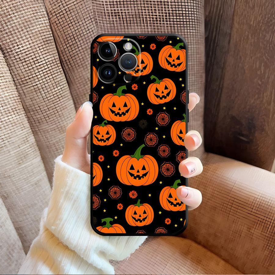 Чехол на Хэллоуин с тыквой и кошкой для iPhone 15 16 14 Plus XS Max 17Air 7 8 13 12 11 17 Pro Max XR Черный Мягкий Чехол для Телефона