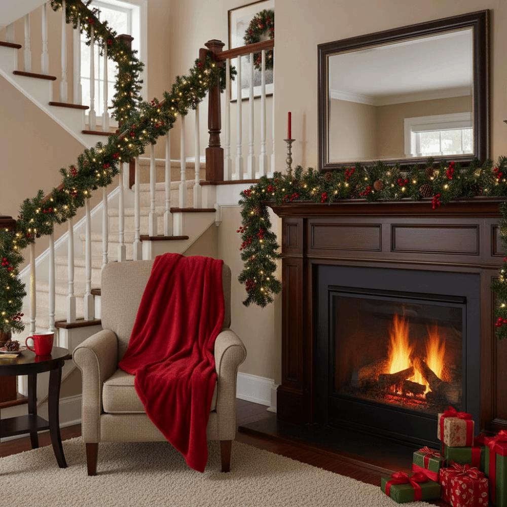 Креативный искусственный декор сосны 1,8/2,7 м 30/50 светодиодных огней Реалистичный зеленый венок Шишки Прочный