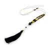 [N4610] - Designer Long Necklace 'Altai' Black White Gold