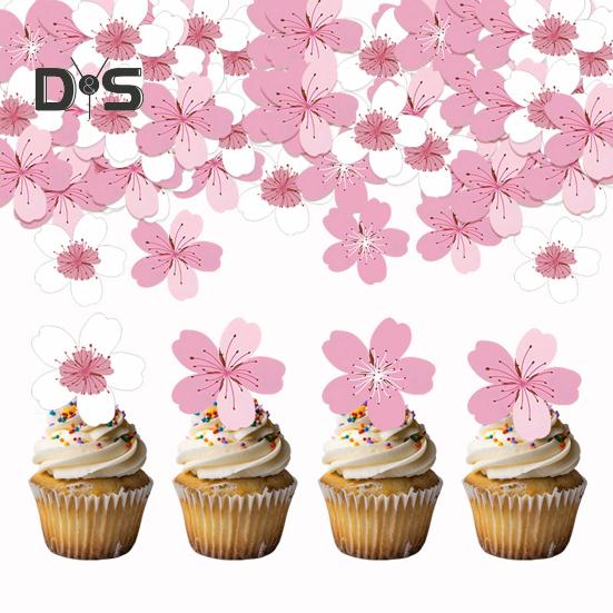 Съедобные бумажные цветы для украшения торта, вишневые сакуры, украшения для торта, свадебные аксессуары для торта на день рождения