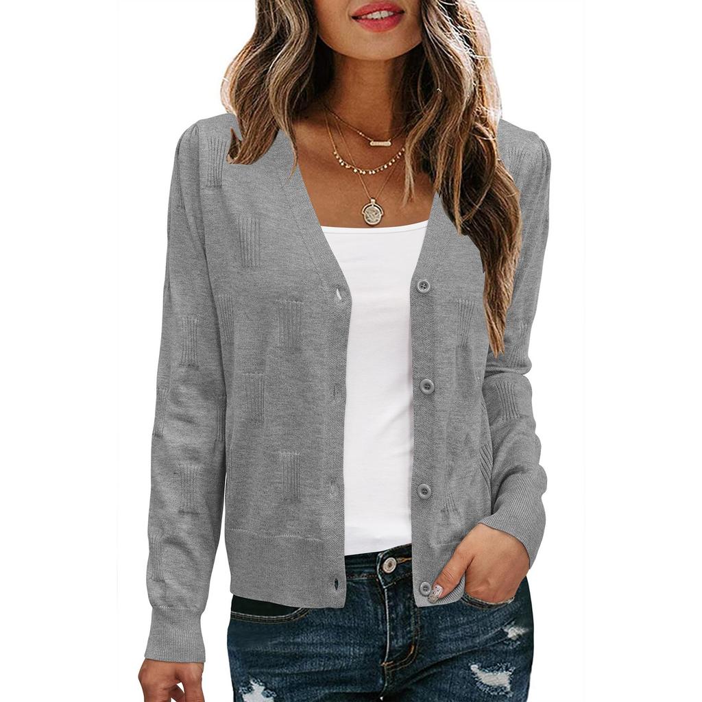 Женский повседневный модный короткий кардиган, повседневный топ с длинным рукавом, однотонный