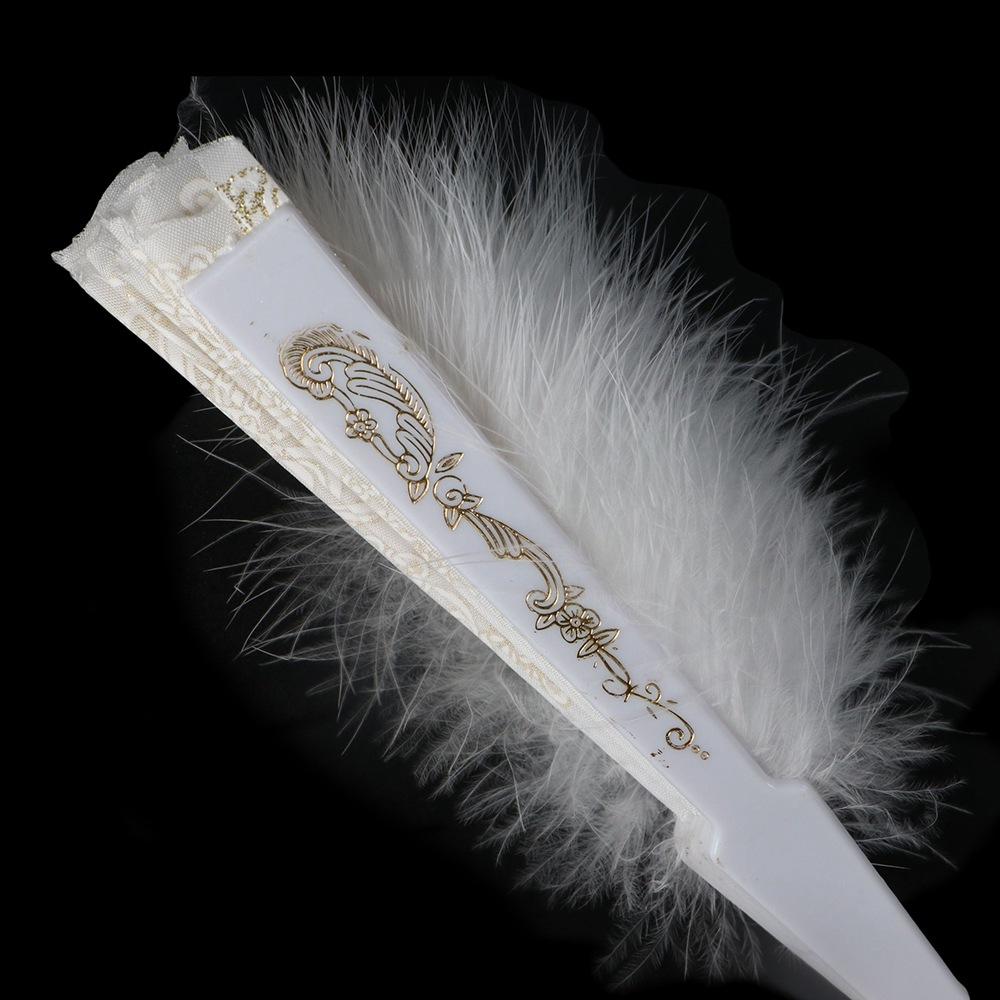 For Lolita Handmade with Pendant Dance Hand Fan Party Decor Feather Folding Fan Wedding Gift