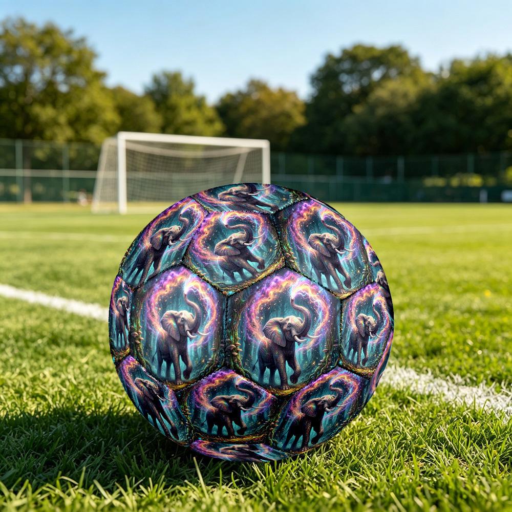 1pc Forest Elephant Theme Soccer Ball Football, Size 5, Lightweight PVC, Outdoor Training Soccer Ball,Sports Gift t61486