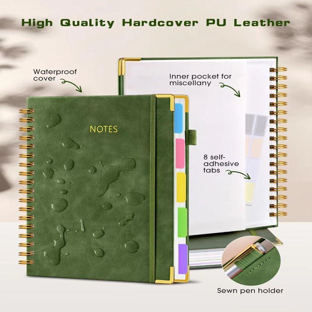 Thick Paper PU Leather Notebook 300 Pages Twin Coil Binding Paper Journal Office Use