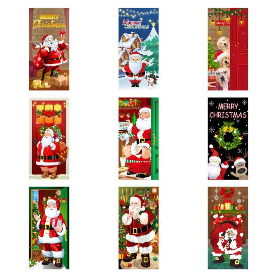 Christmas Door Banner Decoration Santa Claus Door Cover Merry Christmas New Year