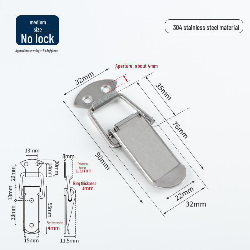 Замок-пряжка Duckbill из нержавеющей стали 304 для деревянных или металлических ящиков