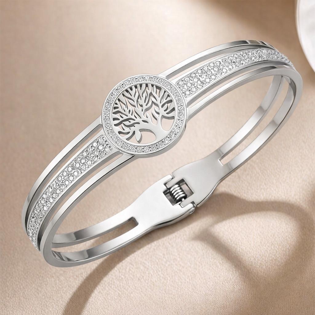 WOMEN' SILVER BRACELET Zircons TREE OF HAPPINESS As a Gift for Women