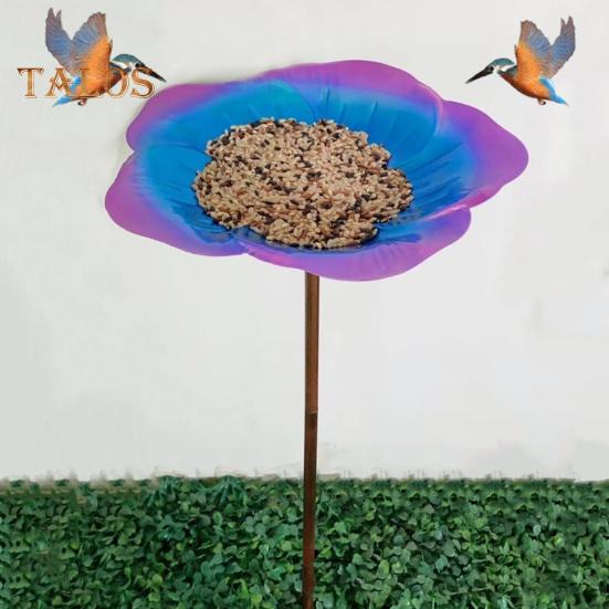 Bee Watering Station with Metal Stake Vivid Flower Design Simple Installation Hummingbird Food Holder Bird Feeder Decoration