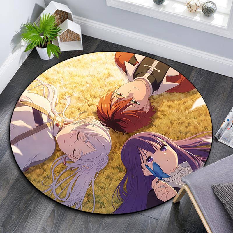 Frieren Round Area Rug,Carpet Rug for Living Room Bedroom Sofa Playroom Decor,Non-slip Floor Mat
