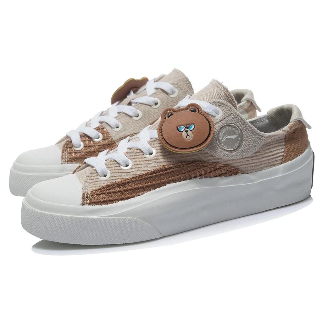 LINE FRIENDS X Li Ning Кеды для скейтборда Женские Низкие Icy Sand Brown/Oat Gray AGCR280-1