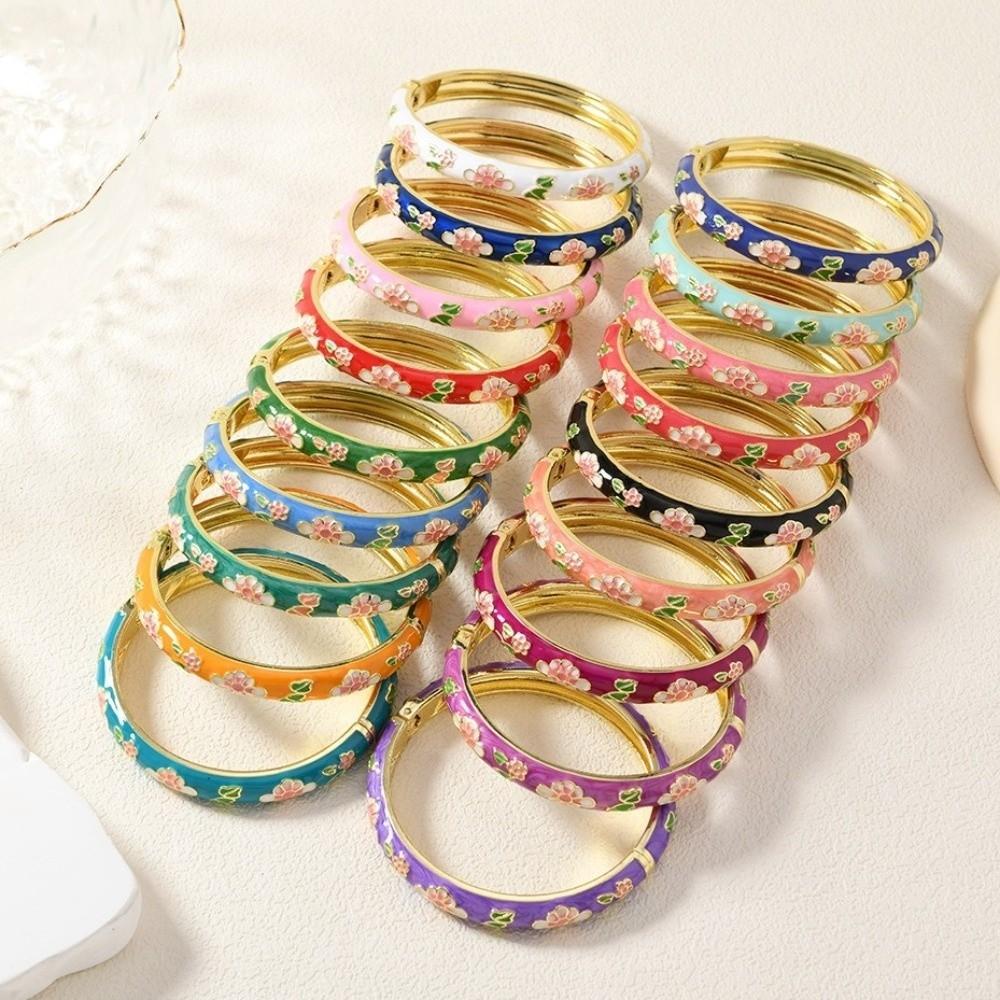Elegant Enamel Bracelet Colorful Dropped Glaze Bracelet Exquisite Cloisonne Bangle Women's Jewelry