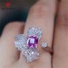 Gorgeous Big Pink Flower  Stone Women Rings For Party Noble Lady's Finger Accessories Beauty Mother's Gift Statement Jewelry