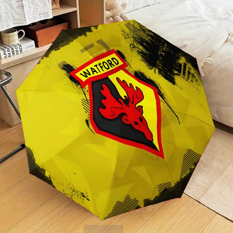 Wat-ford Football Crest Automatic Folding Umbrella - 8-Rib Travel Umbrella with Auto Open/Close & Portable Gifts for holidays or birthdays