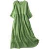 Cotton Linen Dress Women Slim Temperament Half Sleeve Loose Dresses Fashion Solid Color Casual Elegant Dress Summer Trend Thin