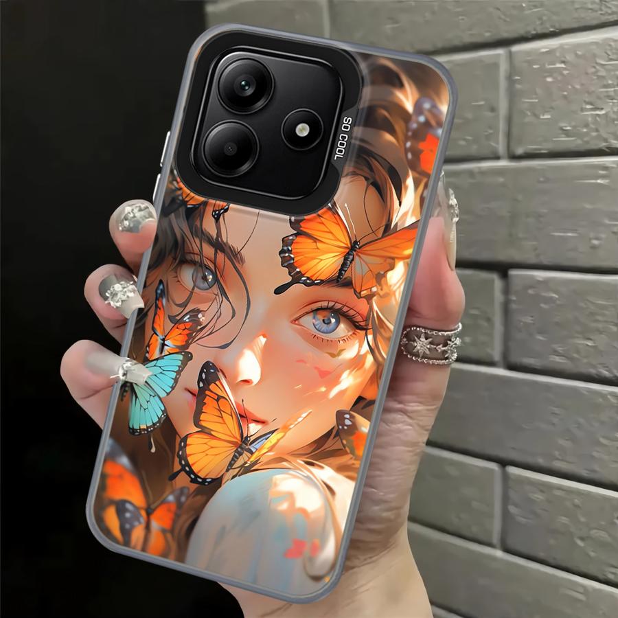 Case for Xiaomi Poco F4 F3 GT C50 C51 X3 Pro X5 X3 NFC Back Phone Cover Cartoon Butterfly Girl