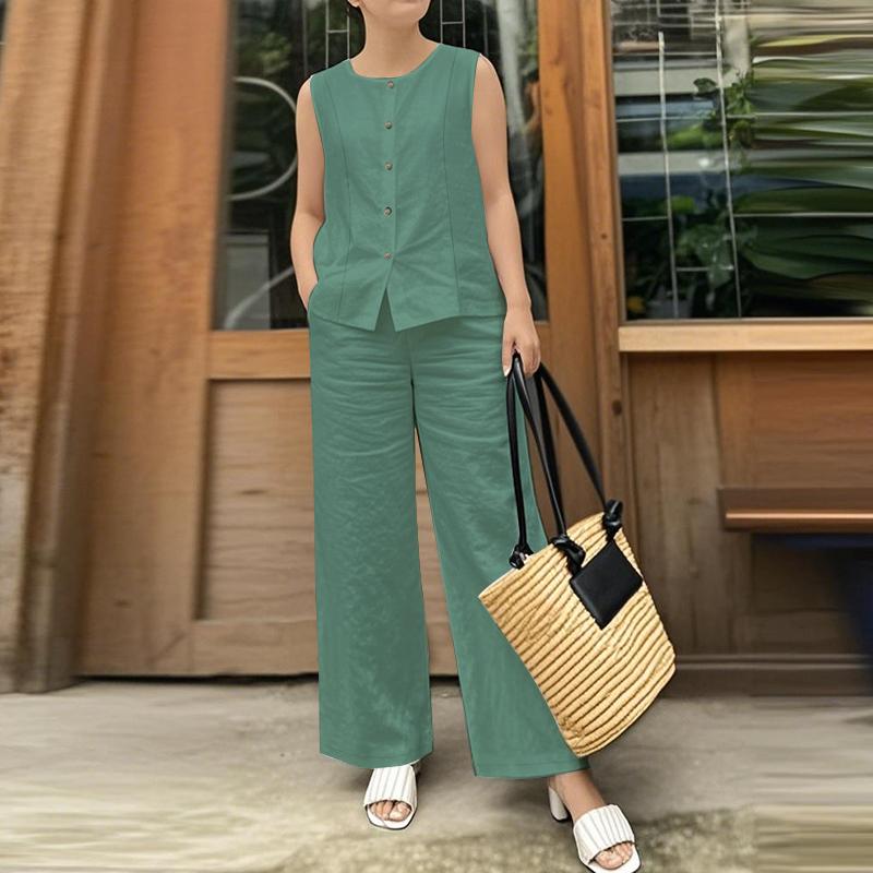 ZANZEA Женские повседневные комплекты из двух частей: майки без рукавов и брюки