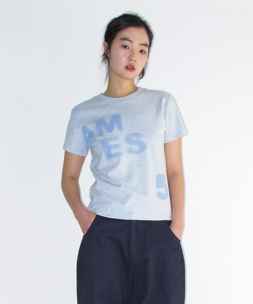 AMES-WORLDWIDE Футболка с принтом 52 Typo Tee Синяя