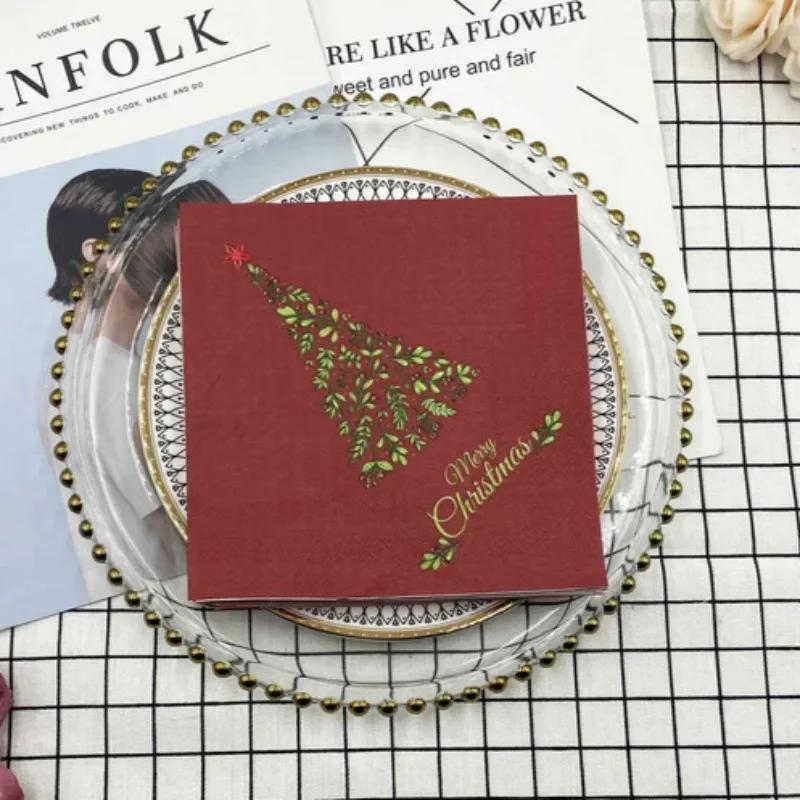 20 шт./упак. 33*33 см 2-слойные одноразовые салфетки для вечеринок с рождественским узором