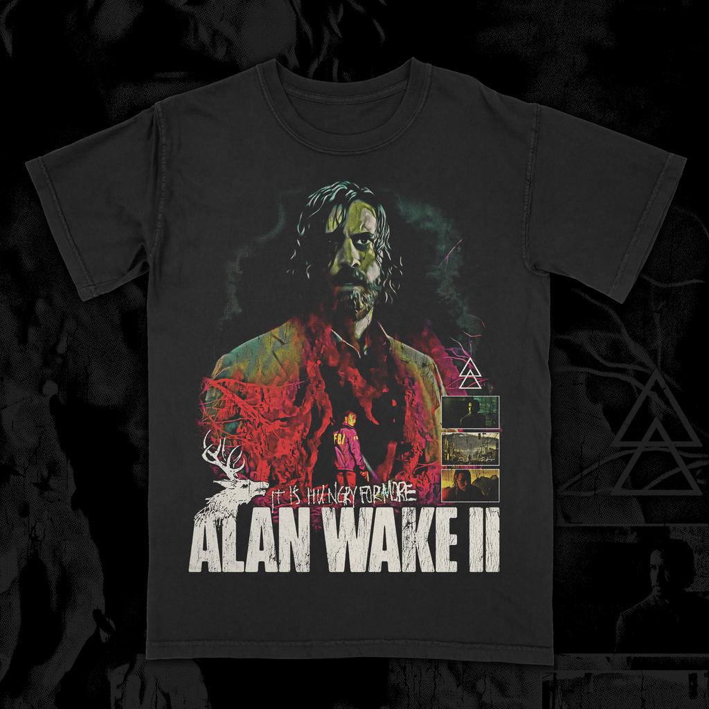 Футболка Alan Wake 2 Мужская Хоррор Игра Голодна до Большего Графическая Футболка Винтажная Уличная Одежда Короткая