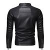 Motorbike Jacket Jacket Handsome Leather Jacket Men's Stand Collar Simple Solid Color Leather Jacket Men's Leather Jacket