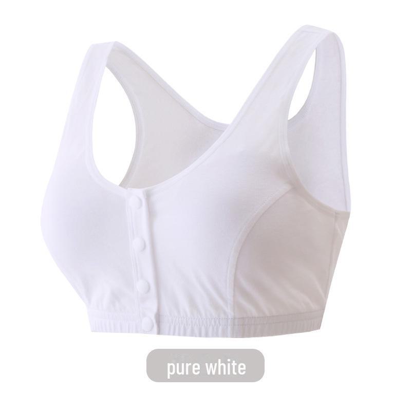 Бюстгальтер Zhangyan Pastoral Style из чистого хлопка: Большая чашка, застежка спереди, широкая спинка, удобные и дышащие, подходят для людей среднего и пожилого возраста.