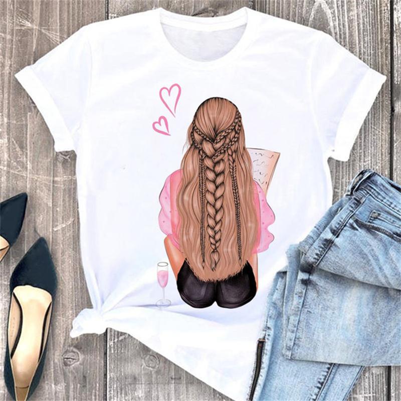 Красивые 90-е девушки принт женские топы мода O-образный вырез футболка смешная эстетика графический принт женские футболки женская одежда