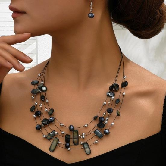 Set Bohemian Style Multi Layers Asymmetric Electroplated Stone Faux Crystal