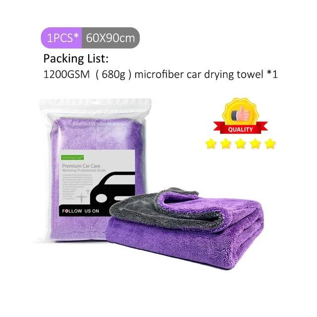 Detailing King 1200GSM микрофибра с двойной скруткой, сушильное полотенце с петлей, профессиональные ультра-мягкие автомобильные сушильные полотенца для автодеталей