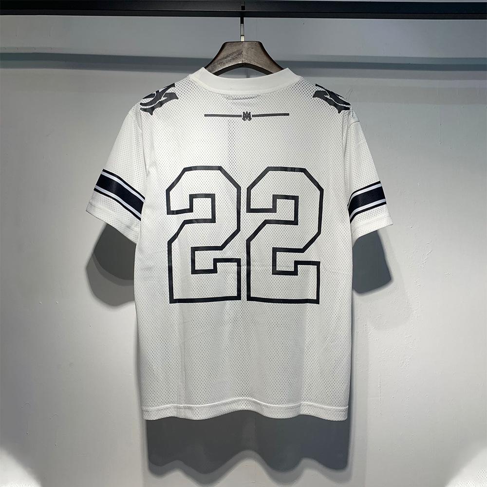 Мужская футболка American Trend Mesh с круглым вырезом и коротким рукавом, с принтом буквы «22»