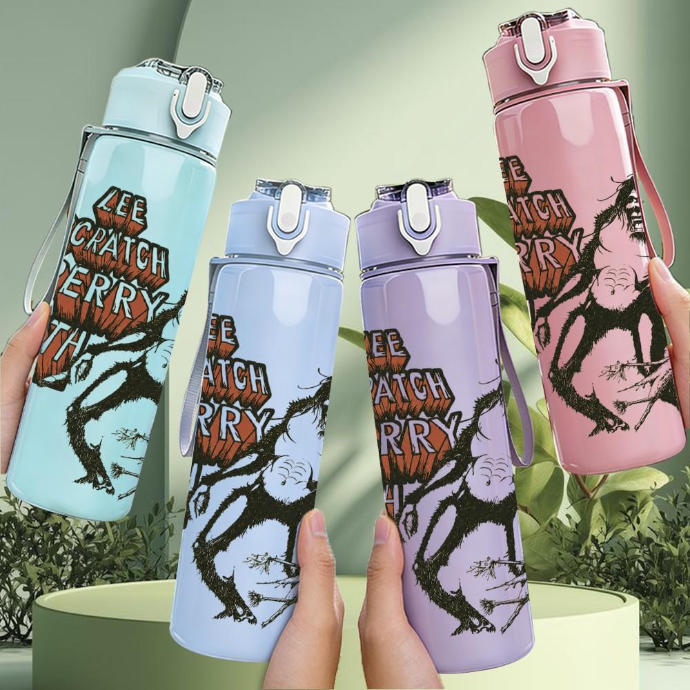 1PC Vintage Lady Sketch 750ml sports water bottle leakproof straw lid outdoor office home
