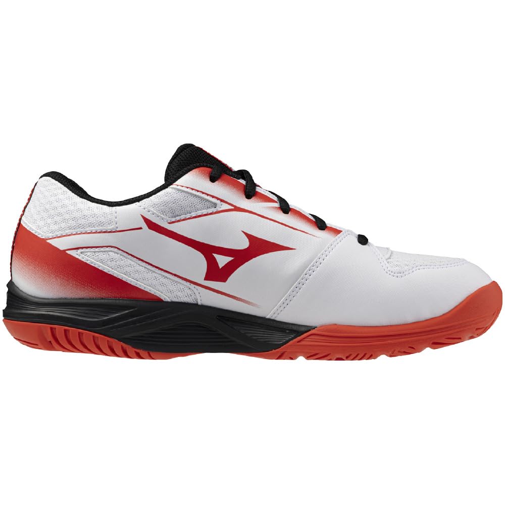 Mizuno Sky Blaster 4 Badminton Shoes, Gym, Lightweight, Cushioned, Entry Level, Beginner, White/Red/Black, Size 26.5 cm, 3E