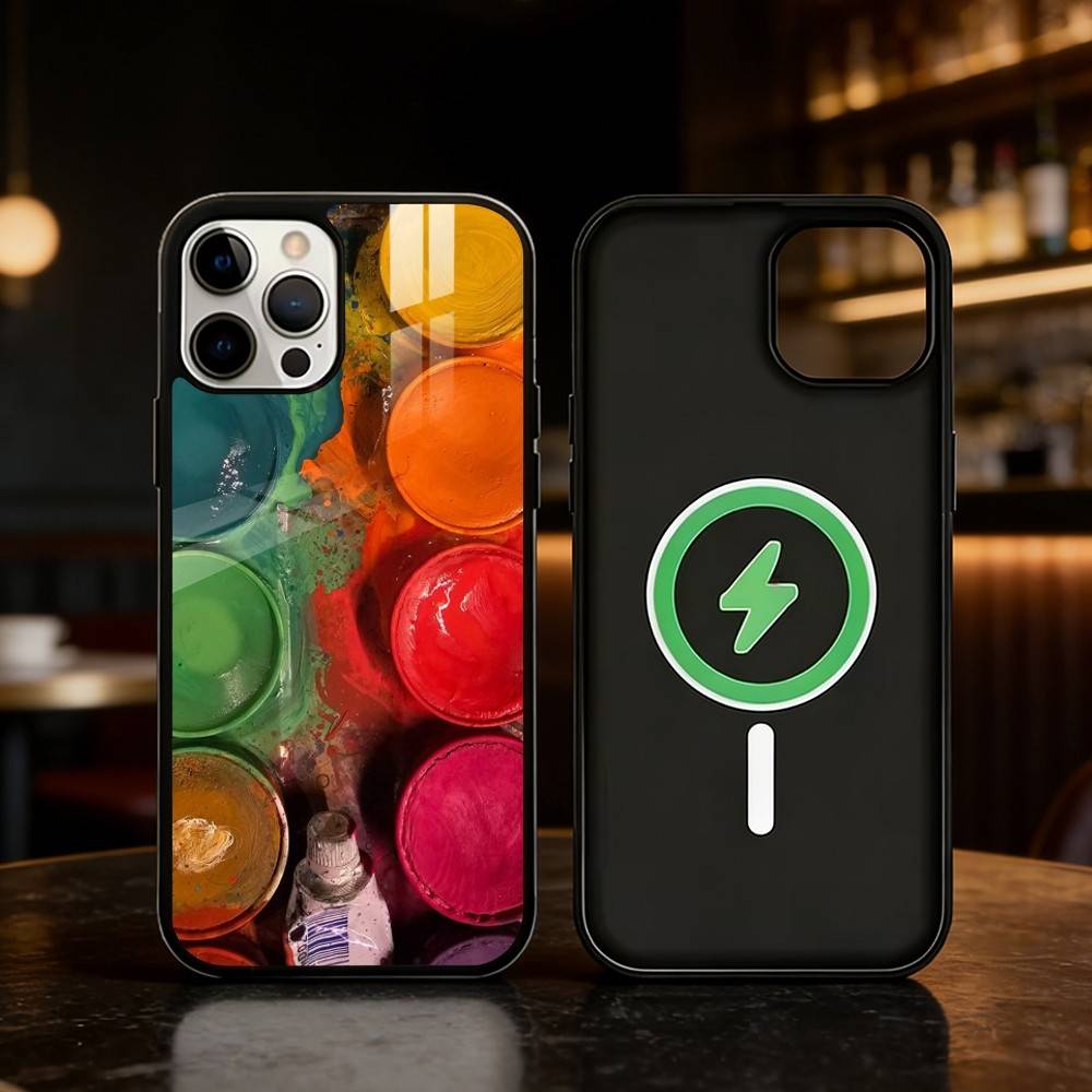 Набор Акварели Палитра Красок Чехол Для Телефона Для iPhone 17,16,15,14,13,12,Plus,Pro,Max Для Магнитной Беспроводной Зарядки