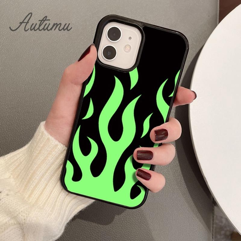 Крутой зеленый красный чехол для телефона Flames для iPhone 11 12 13 14 Pro Max mini X XR XS SE 2020 5 6S 7 8 Plus Samsung Galaxy S21 S22