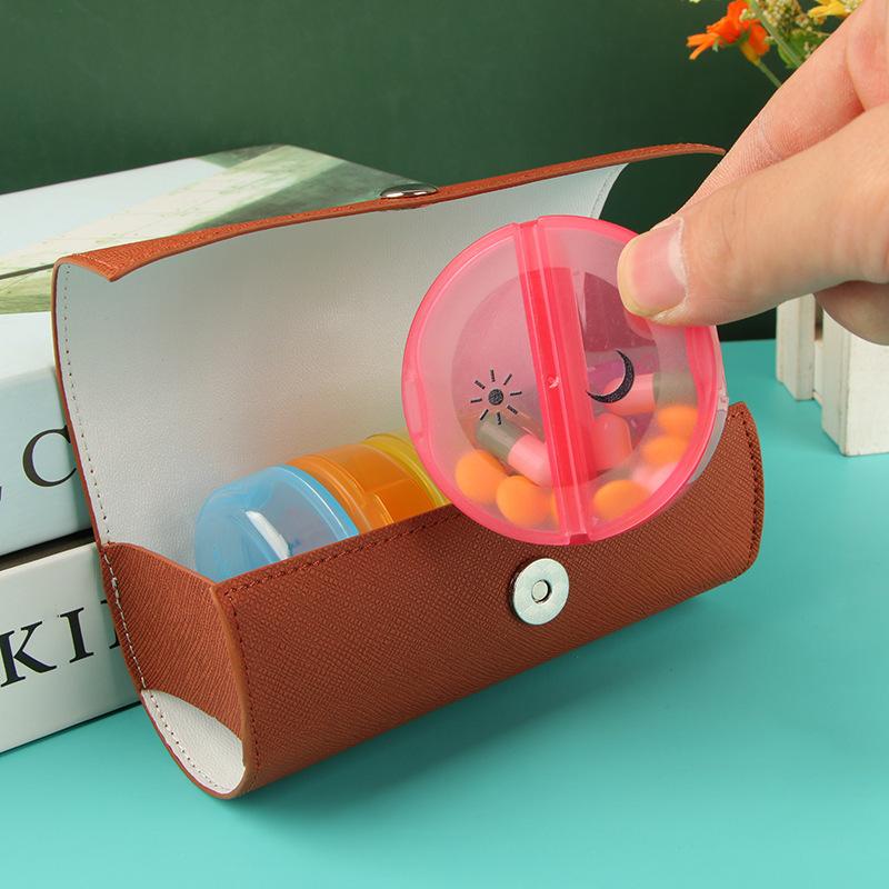 Круглая мини-путешествия на семь дней, влагостойкая коробка для таблеток с 14 отделениями, портативная съемная, пластиковая коробка для таблеток, разделенная на одну неделю утром и вечером