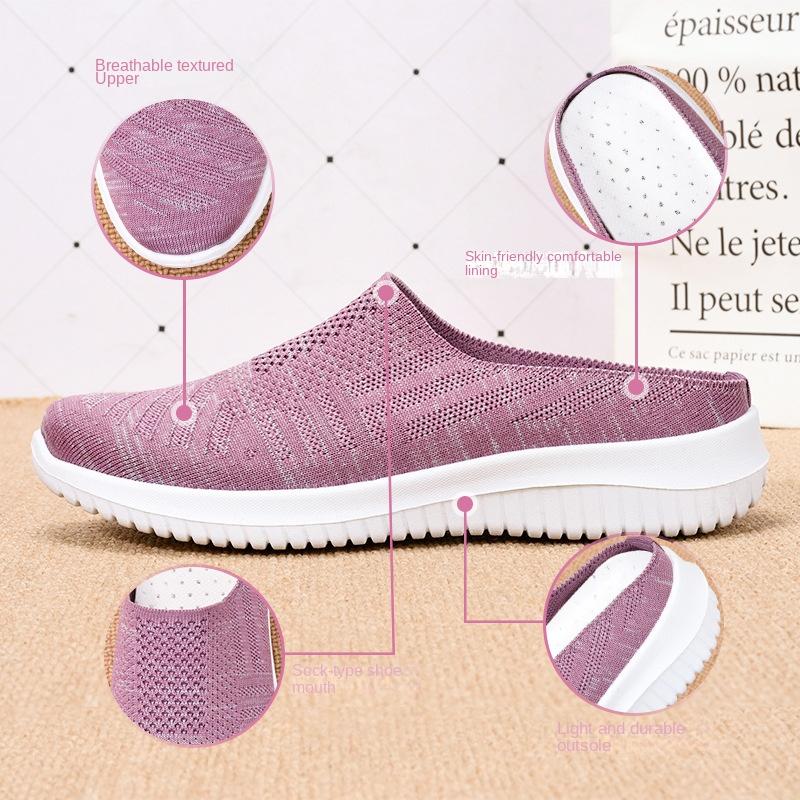 Shoes Women's Shoes Large Size Fabric Shoes Breathable Flying Woven Shoes Soft Soled Casual Mom Shoes