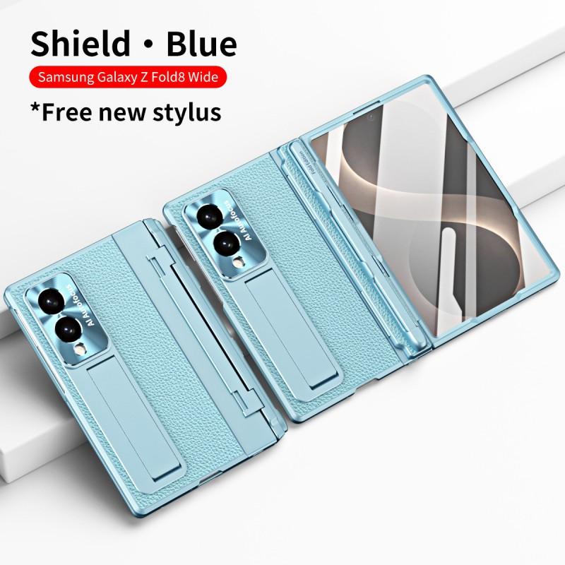 Премиальный кожаный чехол для Galaxy Z Fold8 Ultra со встроенным слотом для стилуса, ударопрочная защита, скрытая подставка