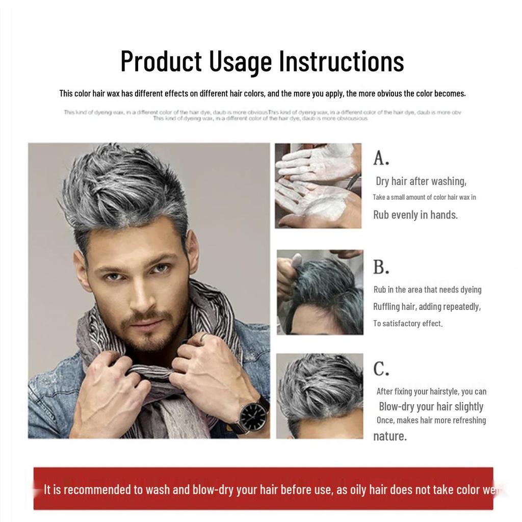 Grandma Grey Hair Clay: Silver & Blue Hair Wax for Men & Women – Multi-color Options Available