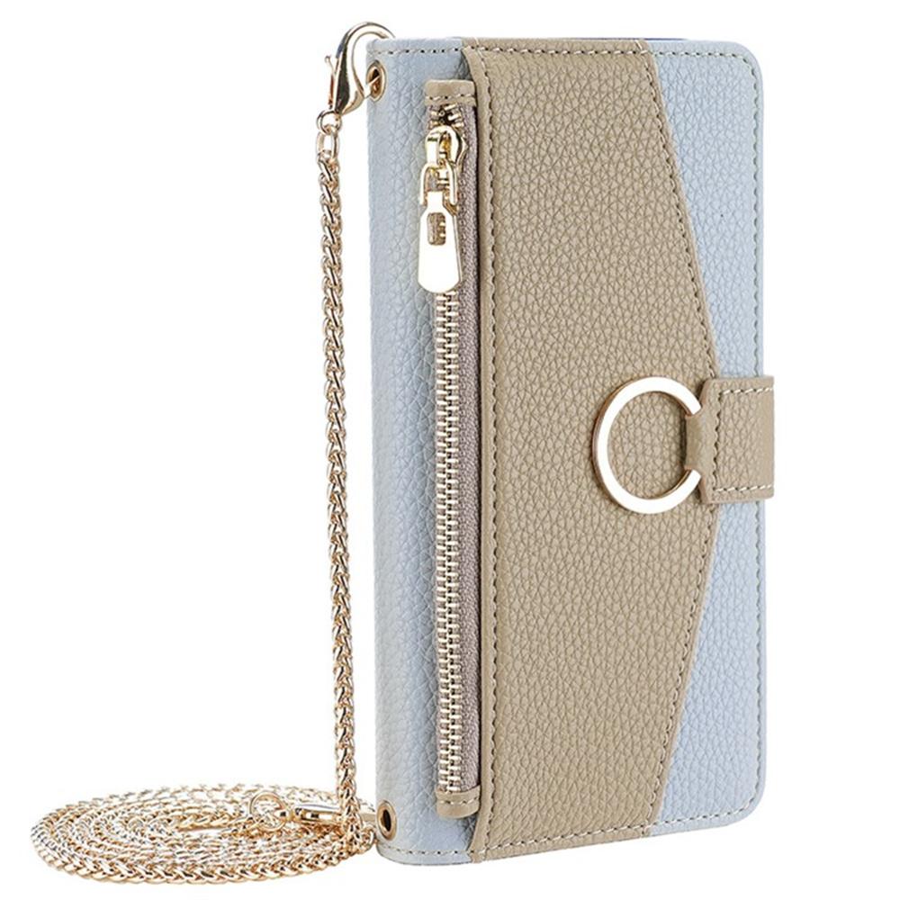 For Samsung Galaxy S25 Case Mirror Wallet Leather Phone Cover with Chain Shoulder Strap