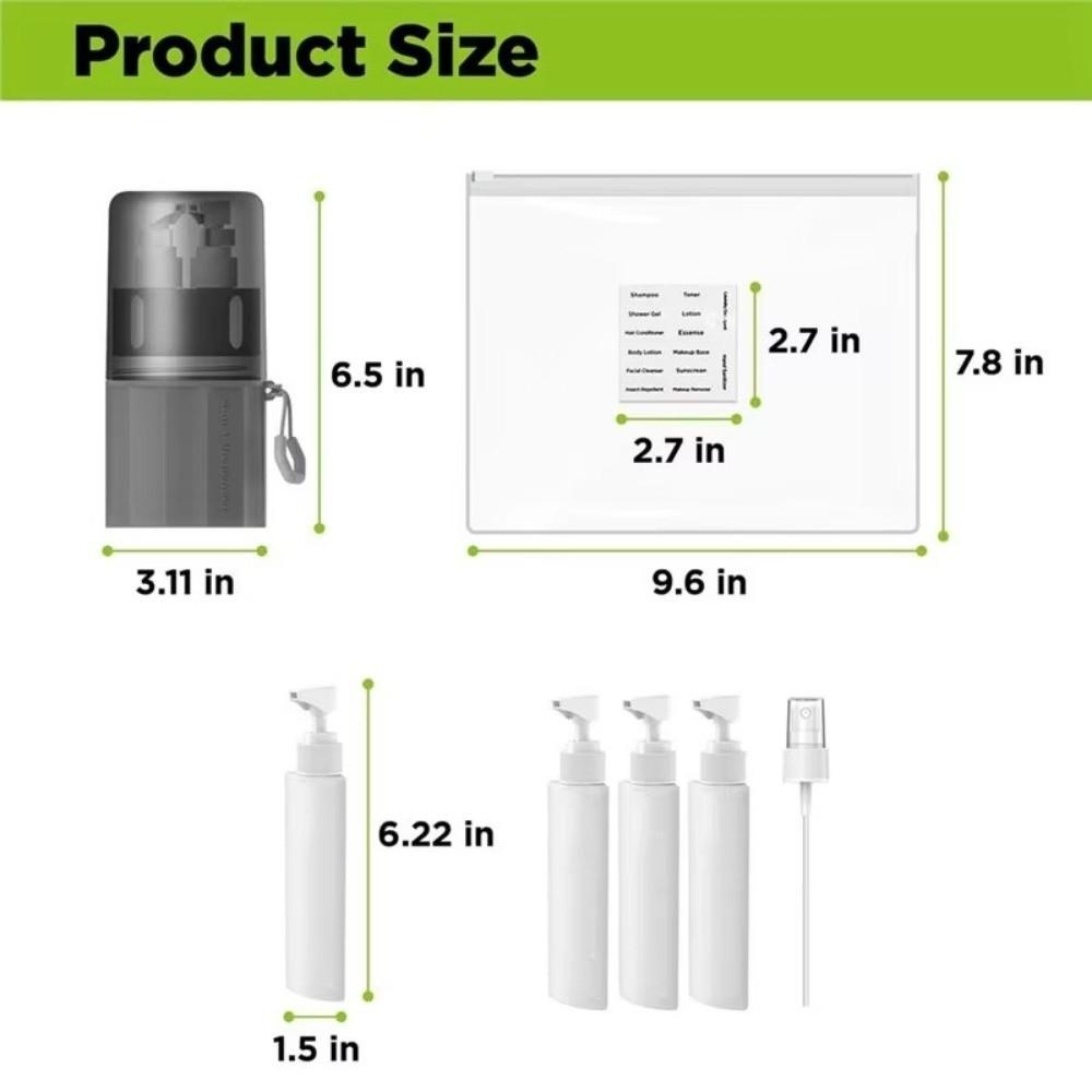 4in1 Travel Bottles Set Refillable Travel Dispenser Bottle  For Smooth Wall Surfaces