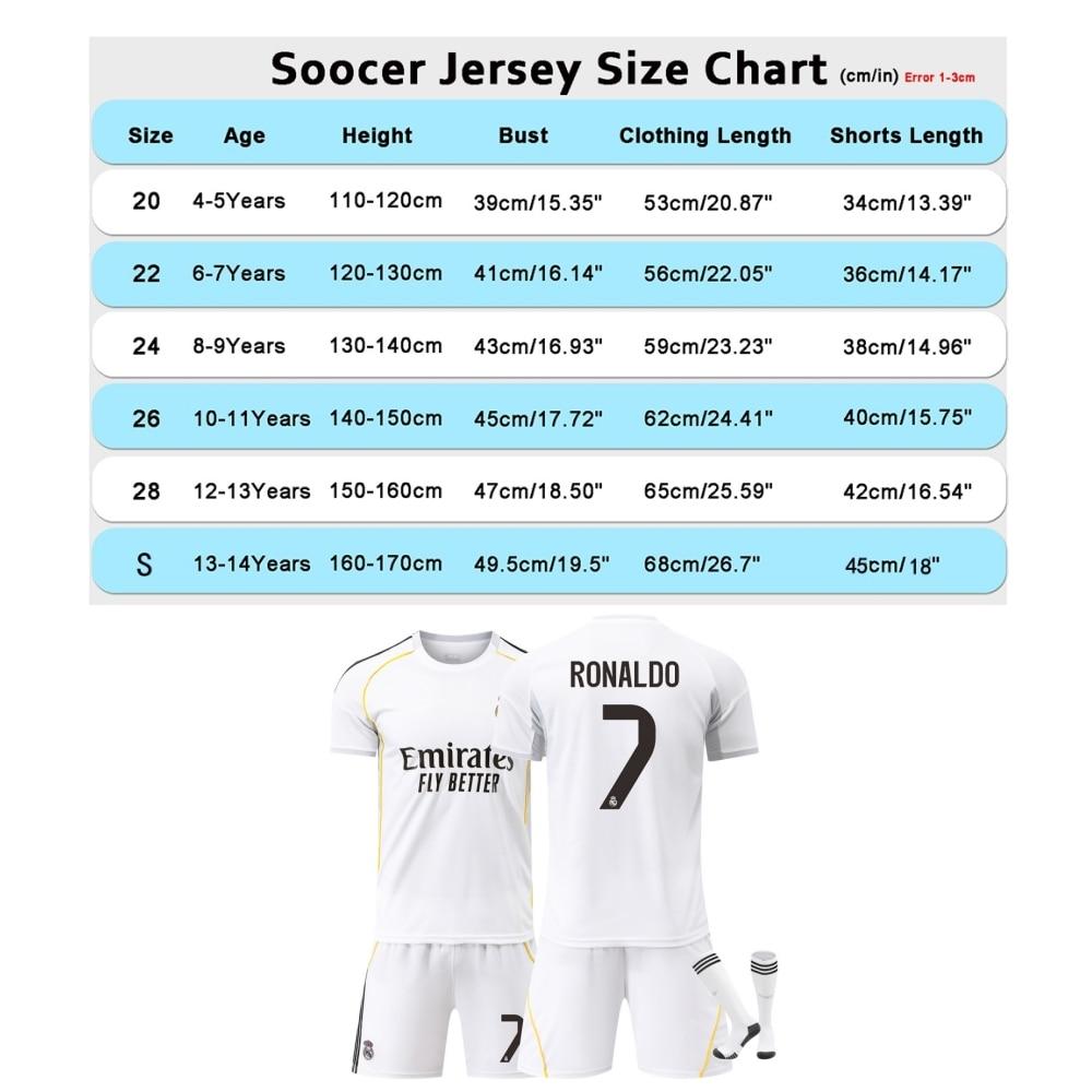Real Madrid Ronaldo Football Kit with Shorts and Socks, White, 120-130cm