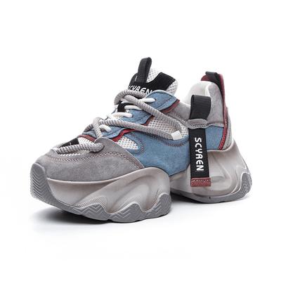 Модные кроссовки на платформе GKTINOO для женщин, из натуральной кожи, смешанных цветов, с круглым носком, на шнуровке, на толстой подошве, без каблука, женская обувь ручной работы