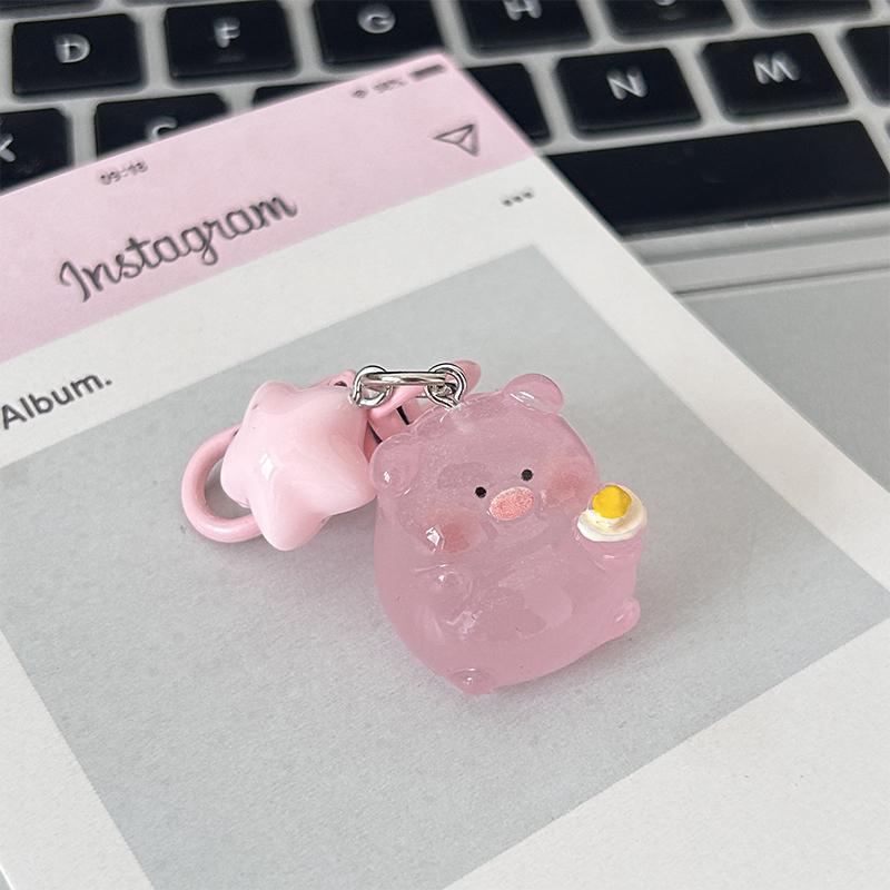 Светящийся брелок из смолы в виде желеобразной свиньи, брелок с пентаграммой для девочек, брелок для рюкзака, подвеска, аксессуары, креативные подарки для пар