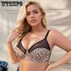 Leopard Print Sexy Plus Size Lingerie with Fixed Shoulder Straps Seamless Straps and Steel Rims Women's Bra